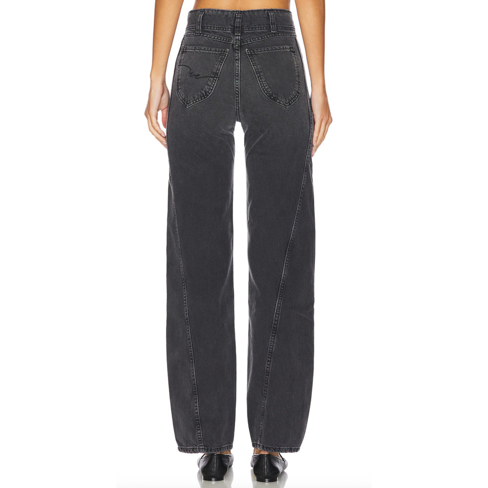 NEW FREE PEOPLE WE THE FREE ASTEROID BLACK ASTER STRAIGHT LEG JEANS SZ 26 - Picture 3 of 7